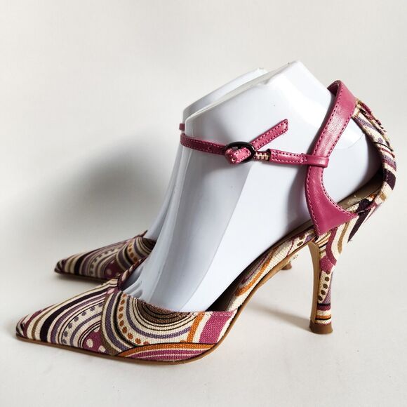 Vintage Y2K 90s Moda Spana Pointy Toe Kitten Heel D'Orsay Ankle Strap Size 7 - Picture 6 of 10